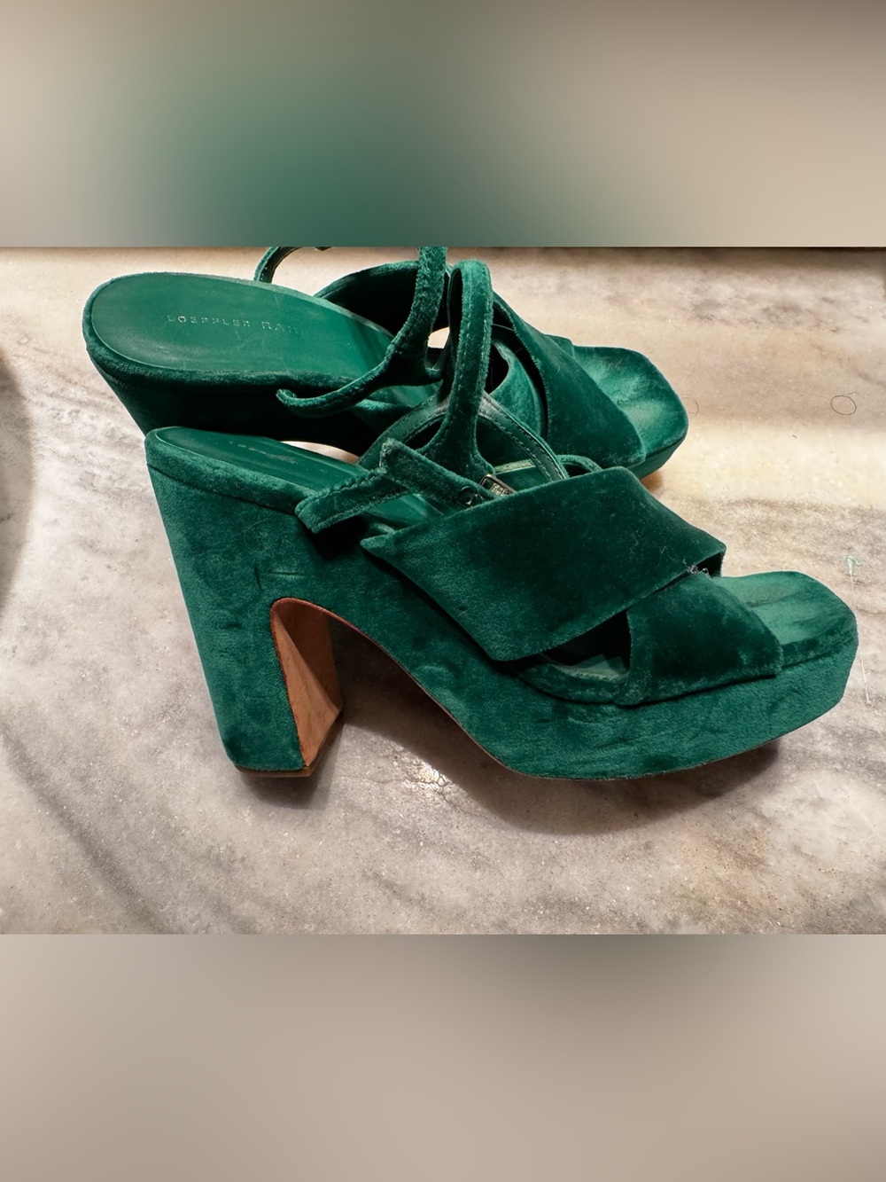 Loeffler Randall Emerald Velvet Platform Sandals